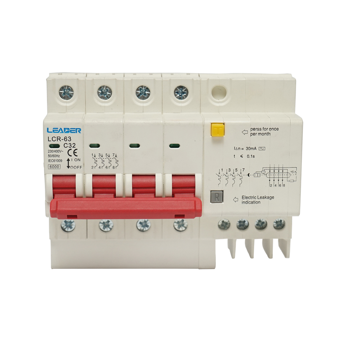 Siguranta automata diferentiala RCBO 4P, 32A 400V AC, 300mA FTB6-63