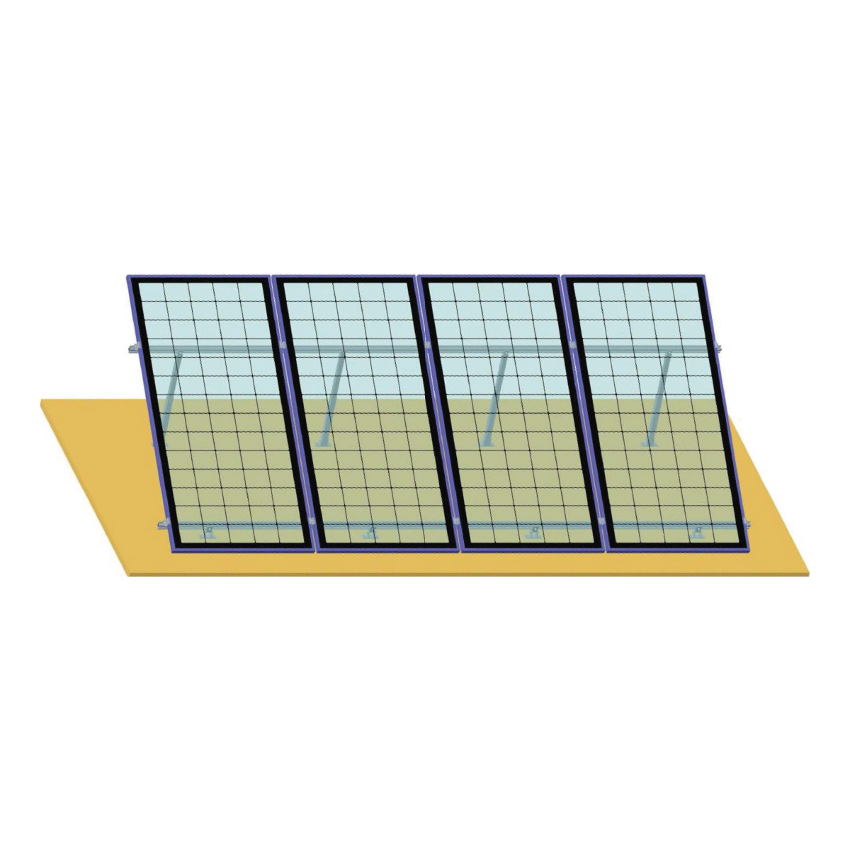 Sistem complet montare, structura acoperis pentru 4 panouri solare fotovoltaice cu unghi reglabil 15-30 grade Breckner Germany