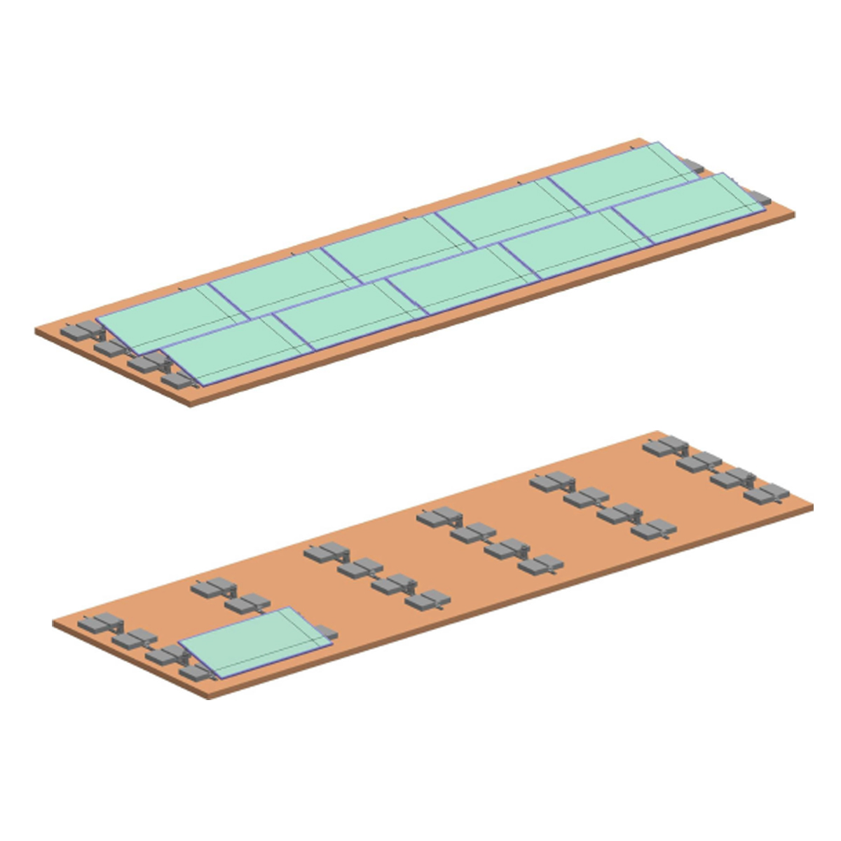 Sistem complet montare, structura terasa sud pentru 10 panouri solare fotovoltaice unghi 10 grade Breckner Germany