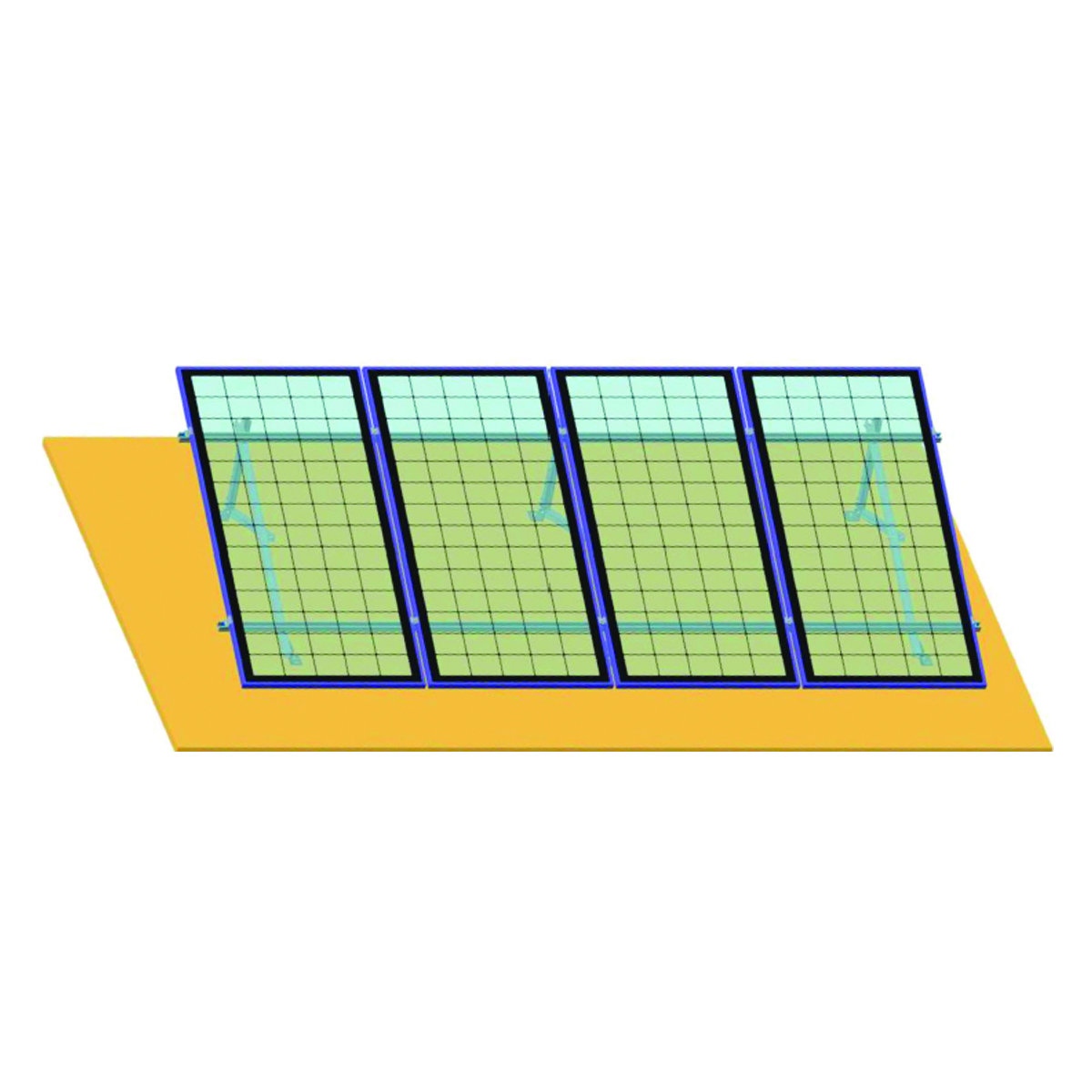 Sistem complet montare pe beton pentru 4 panouri solare fotovoltaice cu unghi 20 grade Breckner Germany