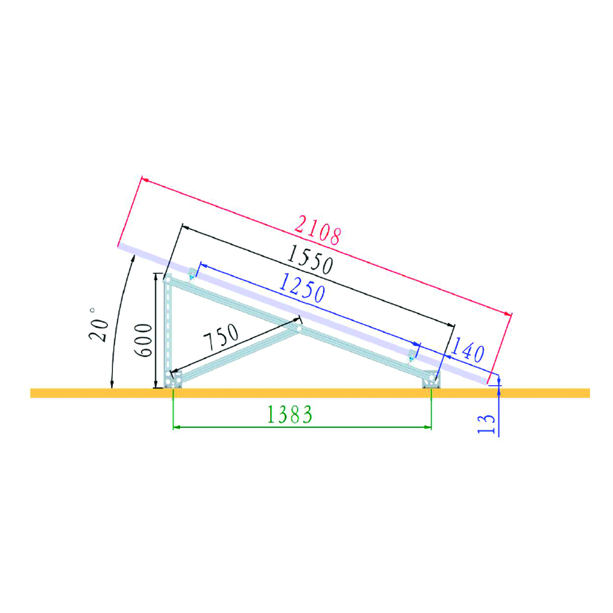 Sistem complet montare pe beton pentru 4 panouri solare fotovoltaice cu unghi 20 grade Breckner Germany – imagine 2