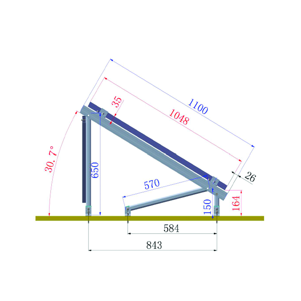Sistem complet montare pe beton pentru 4 panouri solare fotovoltaice cu unghi 30 grade Breckner Germany – imagine 2