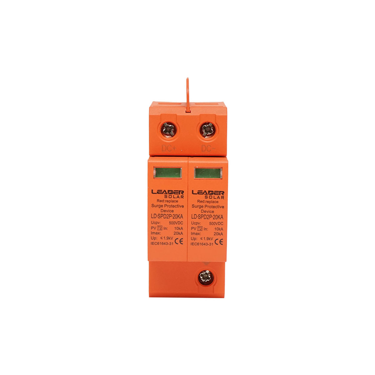 Descarcator supratensiune cu semnalizare sisteme fotovoltaice DC 2P tip C 500VDC LRSPD2-DC5-20KA Longroad