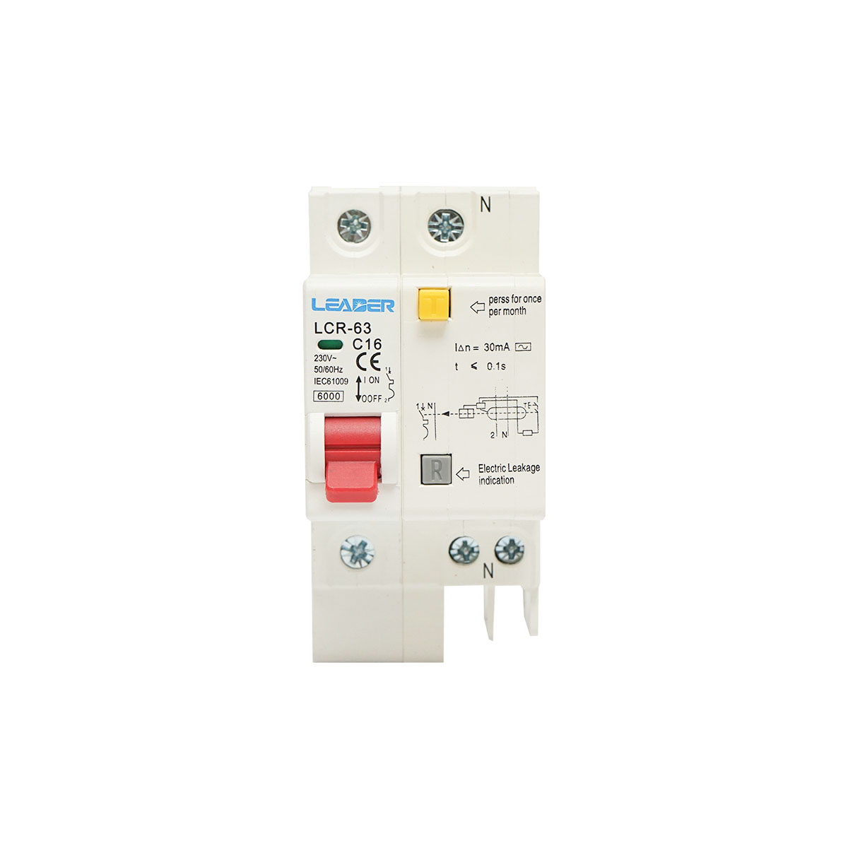 Siguranta diferentiala automata RCBO 1P+N, 16A 230/400V AC, 300mA FTB6-63