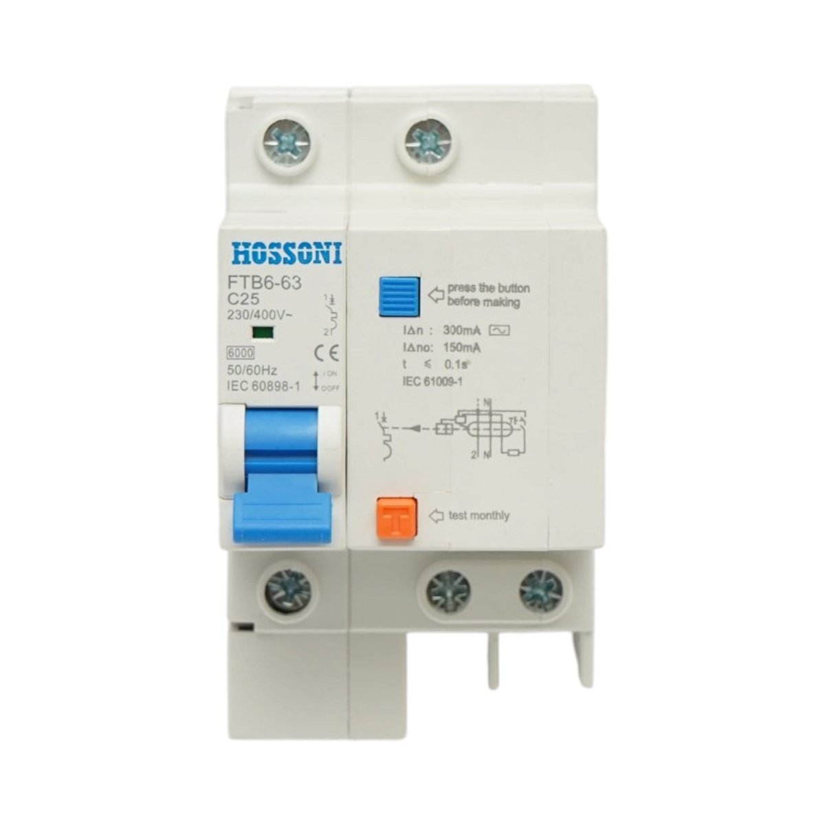 Siguranta diferentiala automata RCBO 1P+N, 25A, 230V AC, 30mA, 6kA Leader