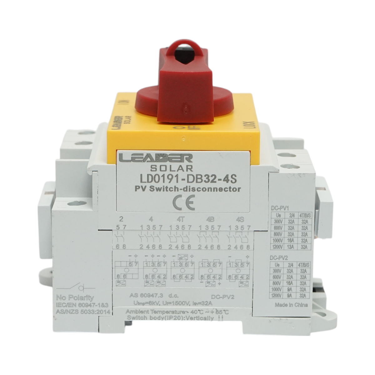 Comutator de sarcina, switch ON/OFF pentru sisteme fotovoltaice 4P, 32A, 1500V Leader – imagine 2