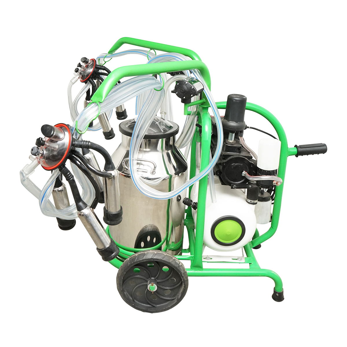 Aparat de muls vaci 2 posturi bidon 40L inox cu butelie, vacuum rezervor Breckner Germany – imagine 3