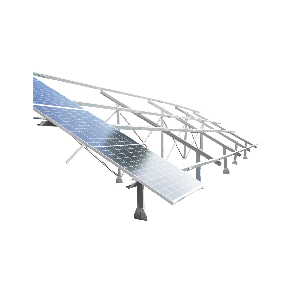 Sistem complet montare, structura cu prindere in beton pentru 22 panouri solare fotovoltaice 12 KW unghi 30 grade Breckner Germany