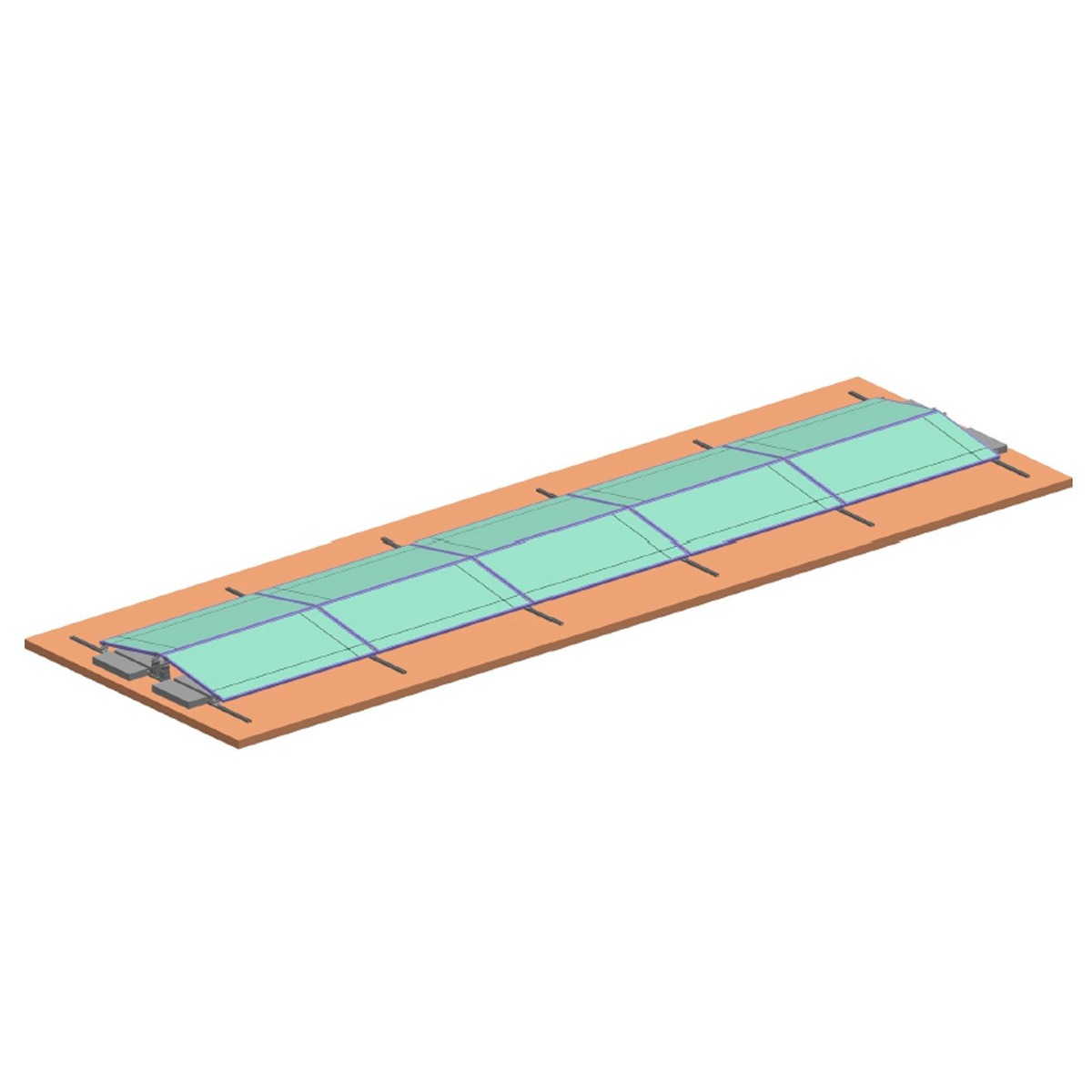 Sistem montare structura EST-VEST fixare placi balast 10 panouri solare fotovoltaice cu unghi 10 grade Breckner Germany