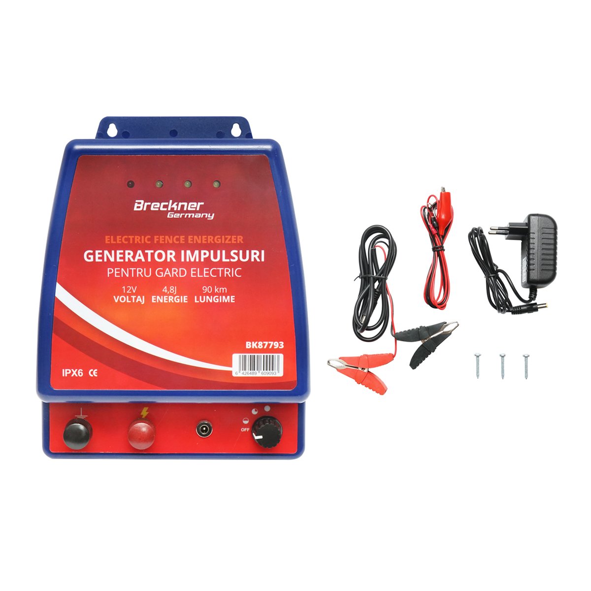 Aparat generator de impulsuri 4.8 Joule pentru gard electric 12V/220V Breckner Germany
