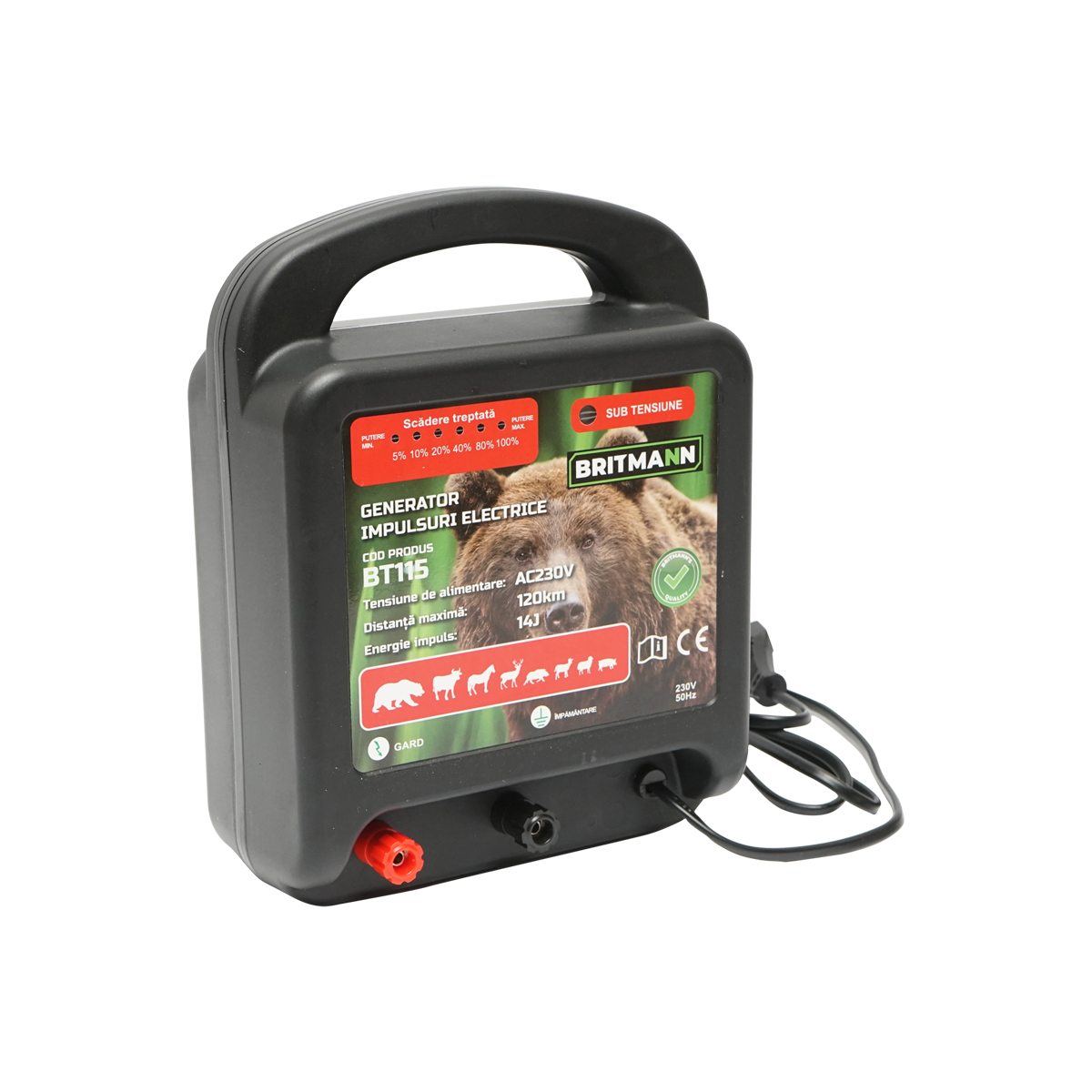 Aparat generator de impulsuri 14 Joule pentru gard electric 230V, 120Km Britmann – imagine 3