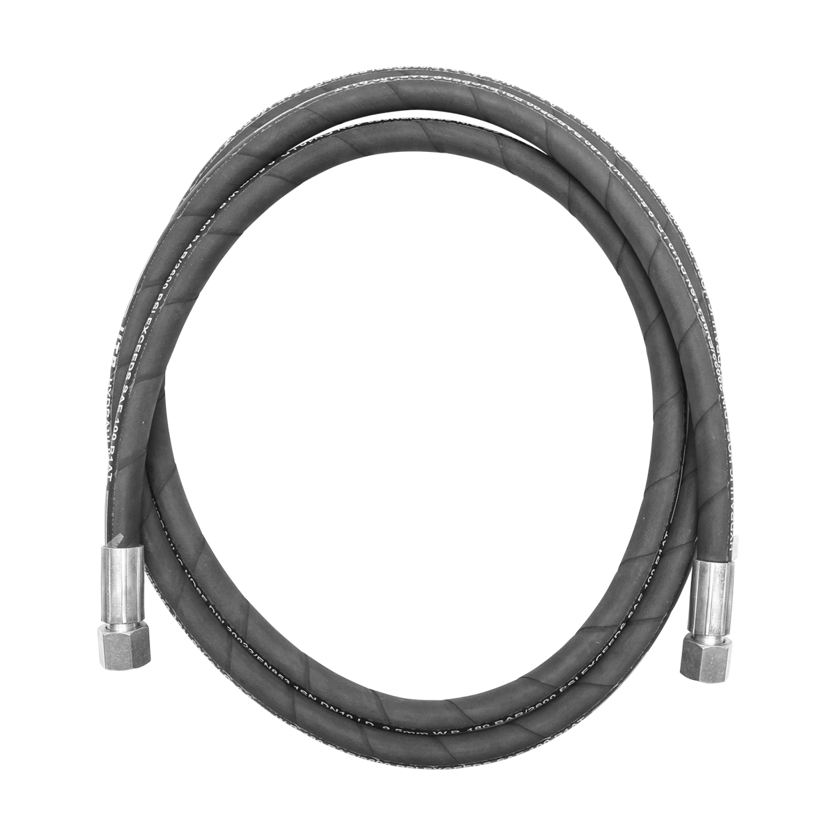 Furtun presiune 2SN DN10 sertizat cu capete fixate hidraulic L = 2700 mm (Reductie M20X20)