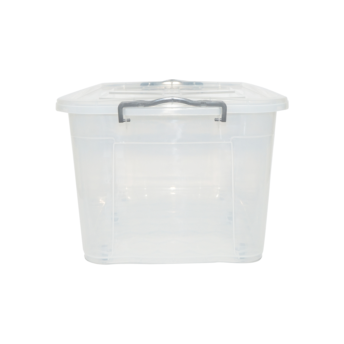 Cutie depozitare 80L cu capac si roti din plastic transparenta 478x750x370mm – imagine 3