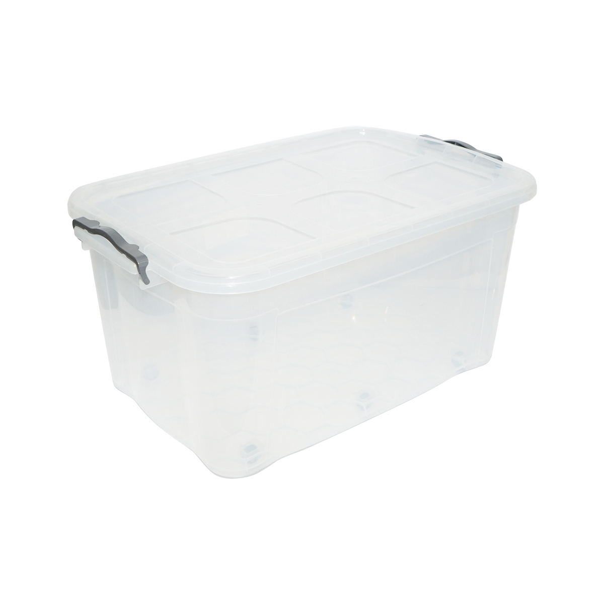 Cutie depozitare 80L cu capac si roti din plastic transparenta 478x750x370mm – imagine 4