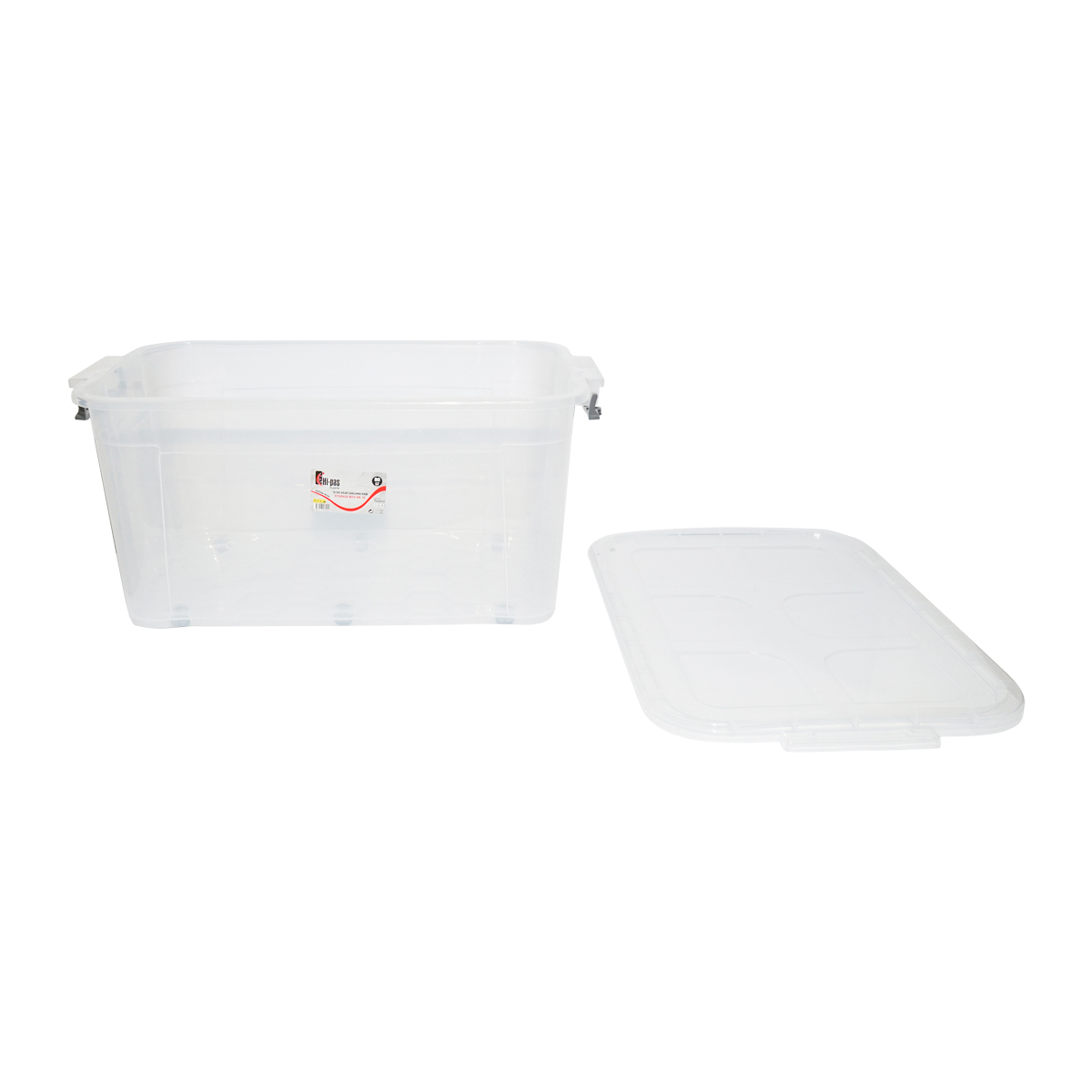 Cutie depozitare 80L cu capac si roti din plastic transparenta 478x750x370mm – imagine 5