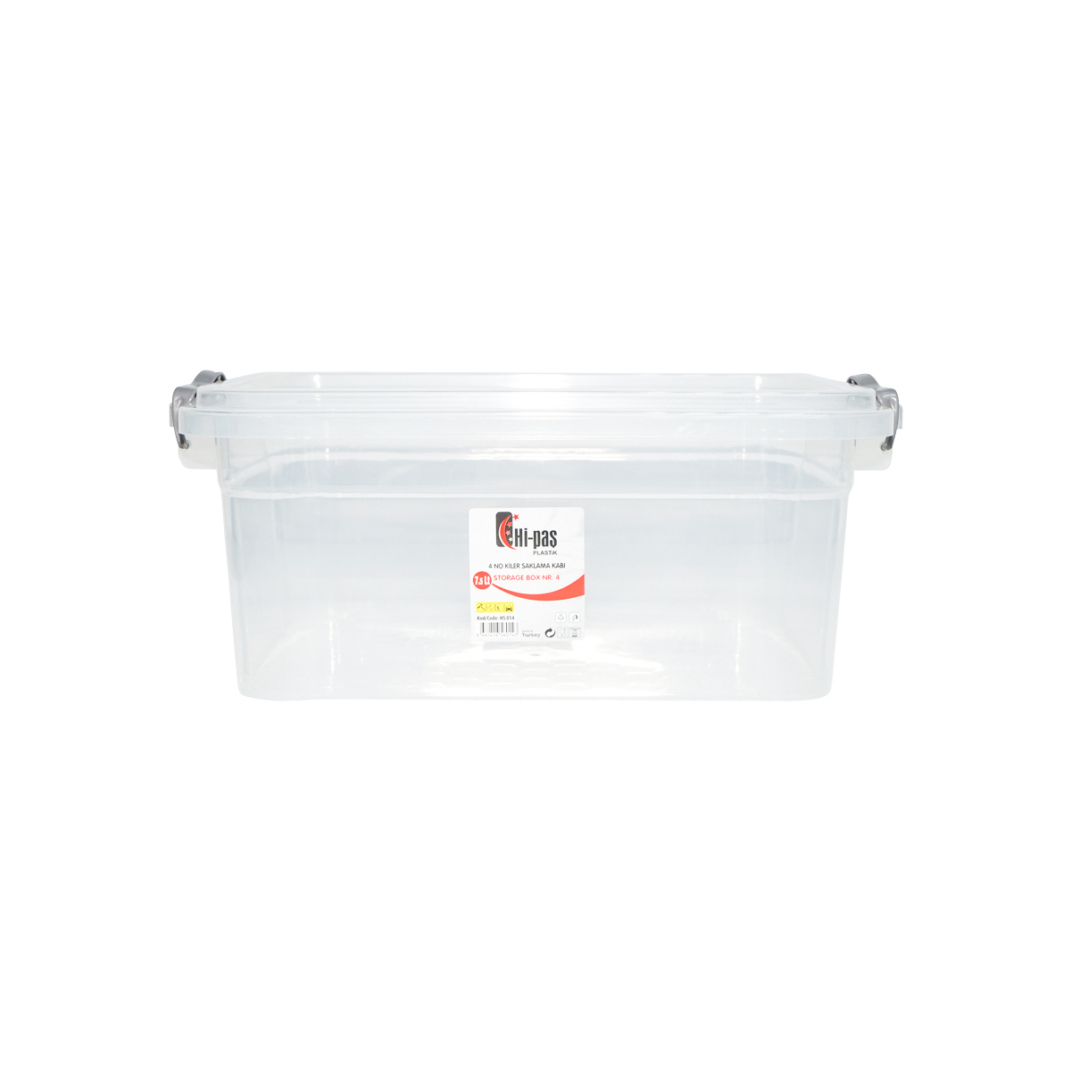Cutie depozitare 7.5L cu capac din plastic, transparenta 220x340x140mm