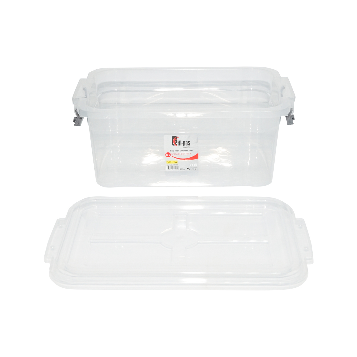 Cutie depozitare 7.5L cu capac din plastic, transparenta 220x340x140mm – imagine 4