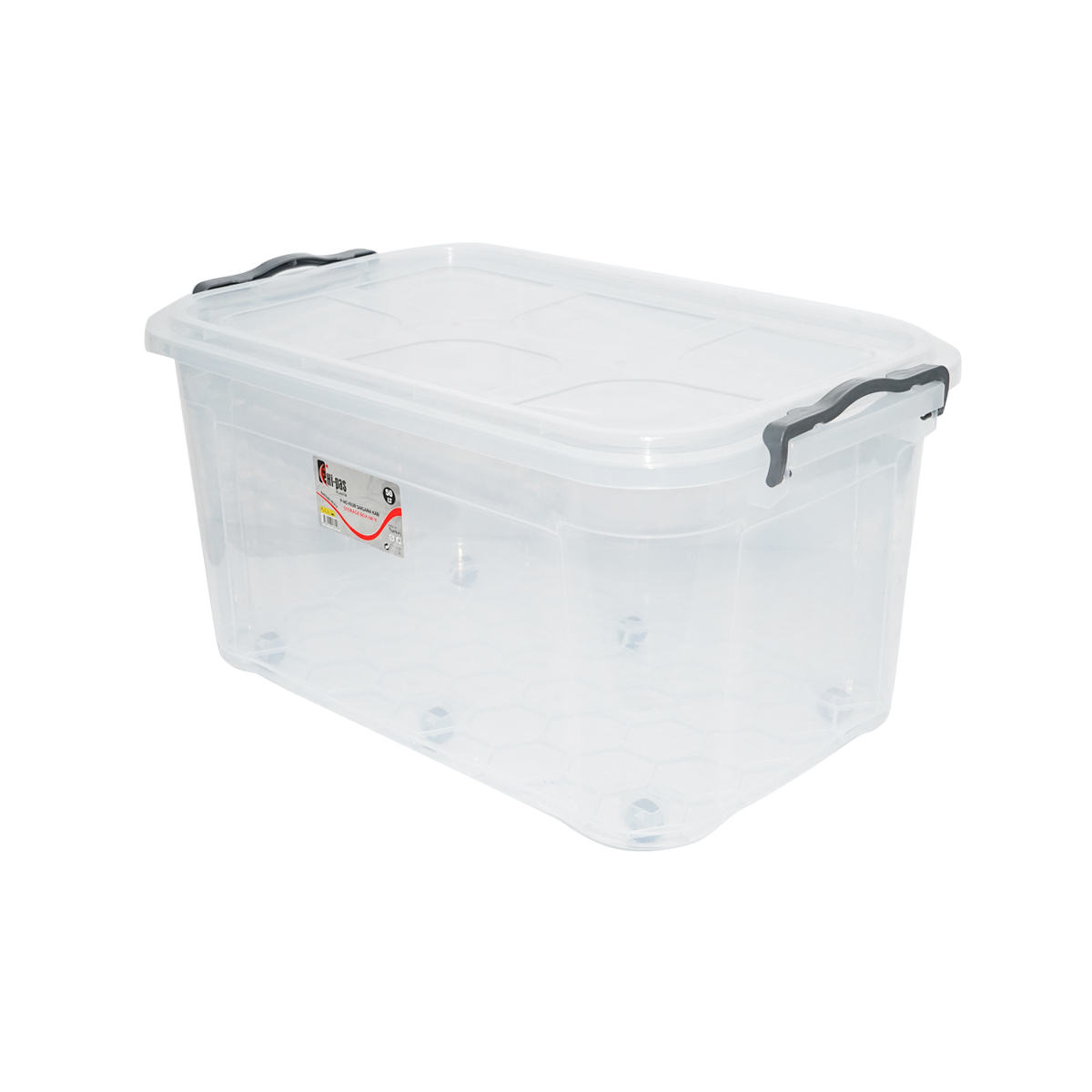 Cutie depozitare 50L cu capac si roti din plastic transparenta 400x630x320mm – imagine 2