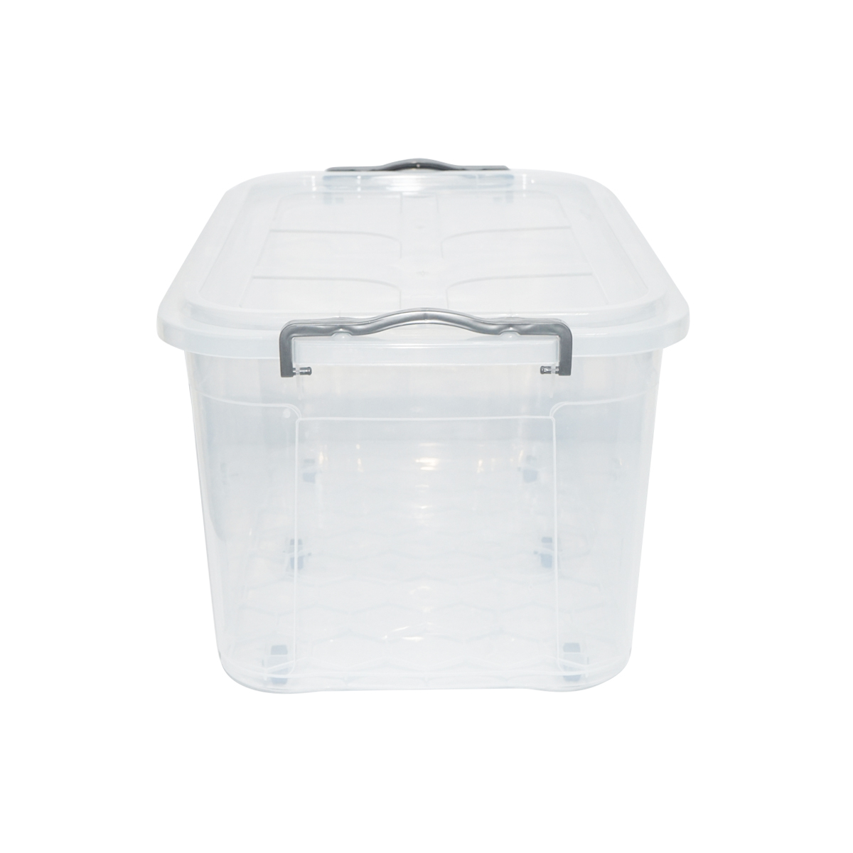 Cutie depozitare 50L cu capac si roti din plastic transparenta 400x630x320mm – imagine 3