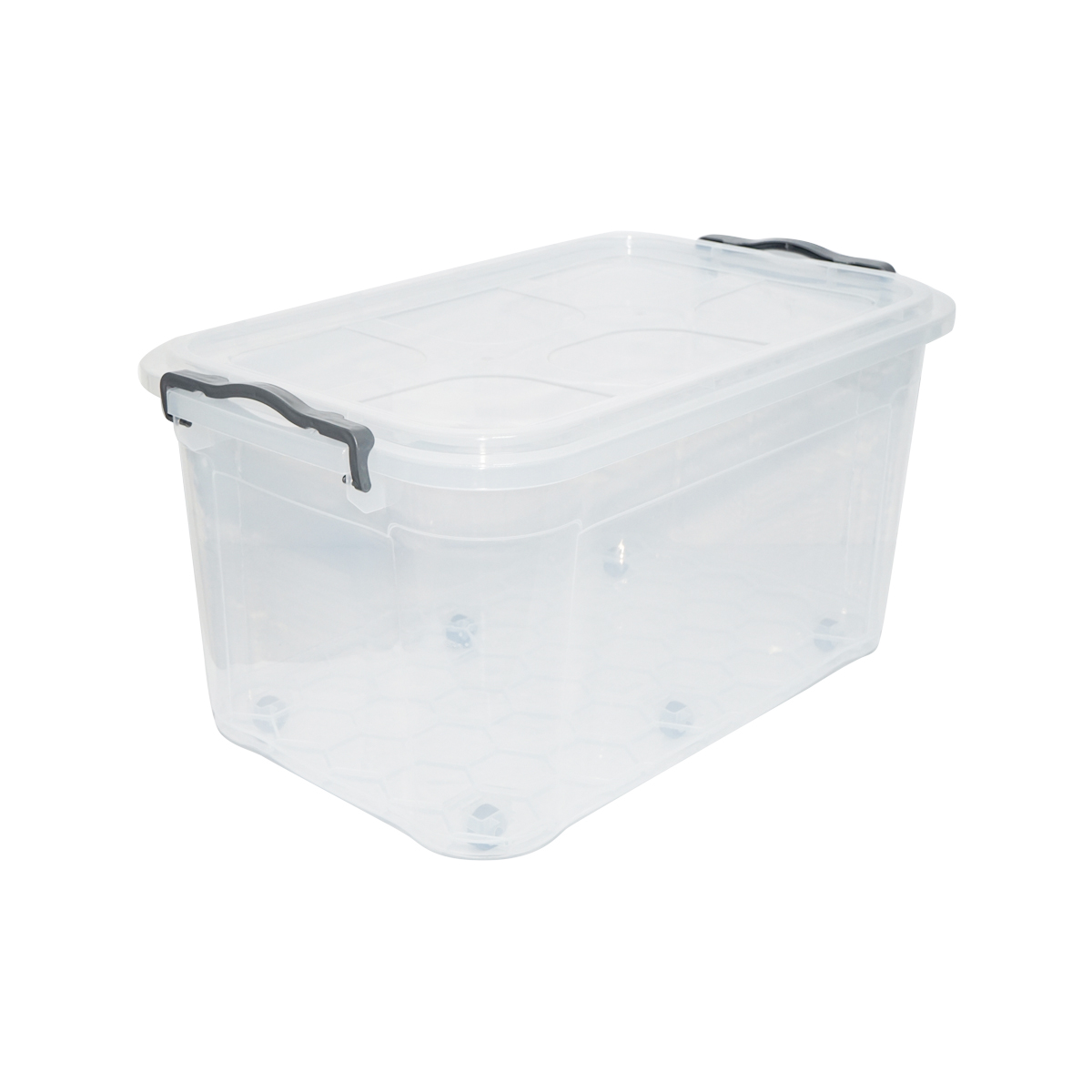 Cutie depozitare 50L cu capac si roti din plastic transparenta 400x630x320mm – imagine 4