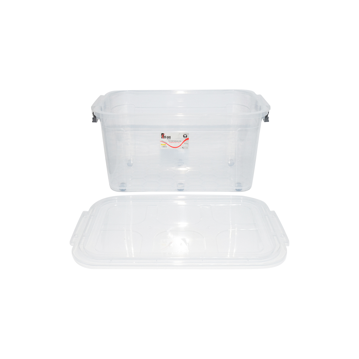 Cutie depozitare 50L cu capac si roti din plastic transparenta 400x630x320mm – imagine 5