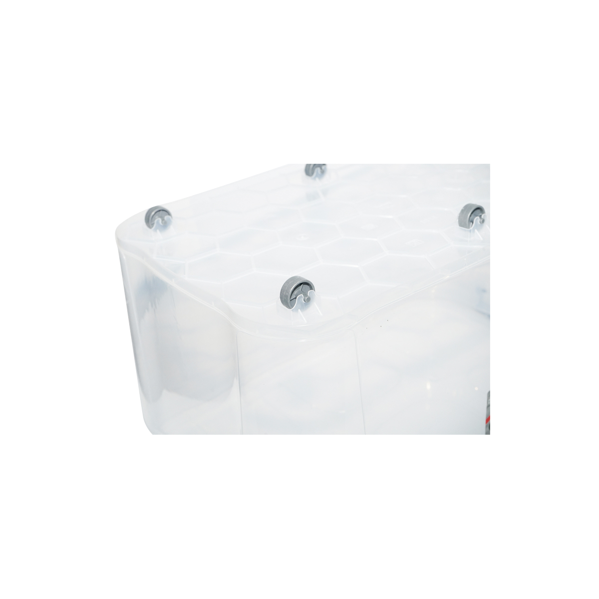 Cutie depozitare 50L cu capac si roti din plastic transparenta 400x630x320mm – imagine 6