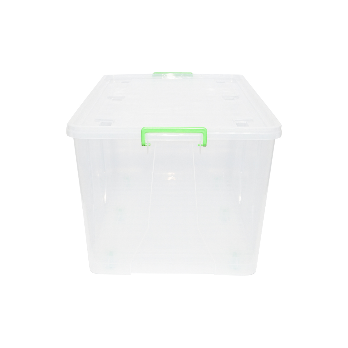 Cutie depozitare 120L cu capac si roti din plastic transparenta 800x515x420mm – imagine 2