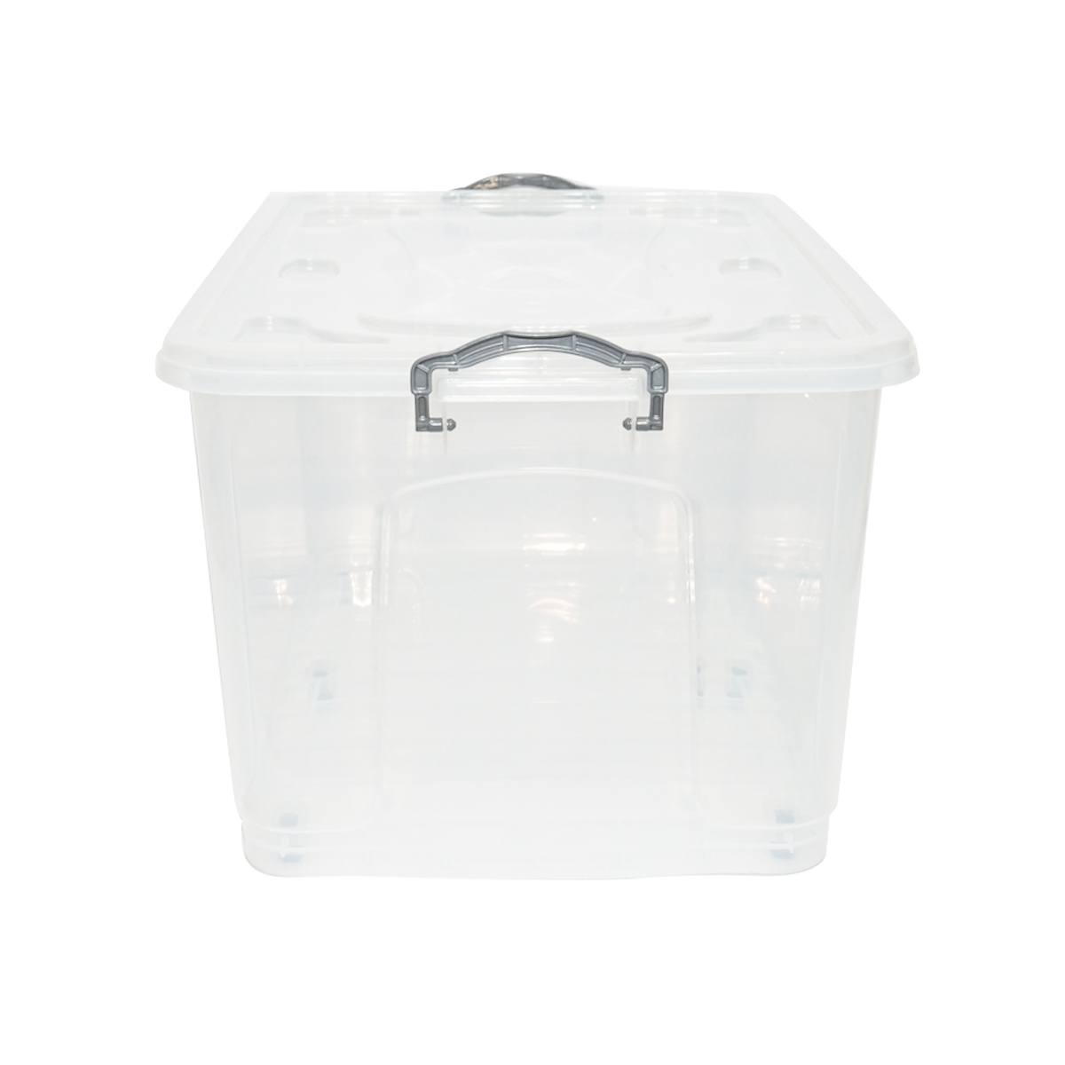 Cutie depozitare 80L cu capac si roti din plastic transparenta 725x470x360mm – imagine 2