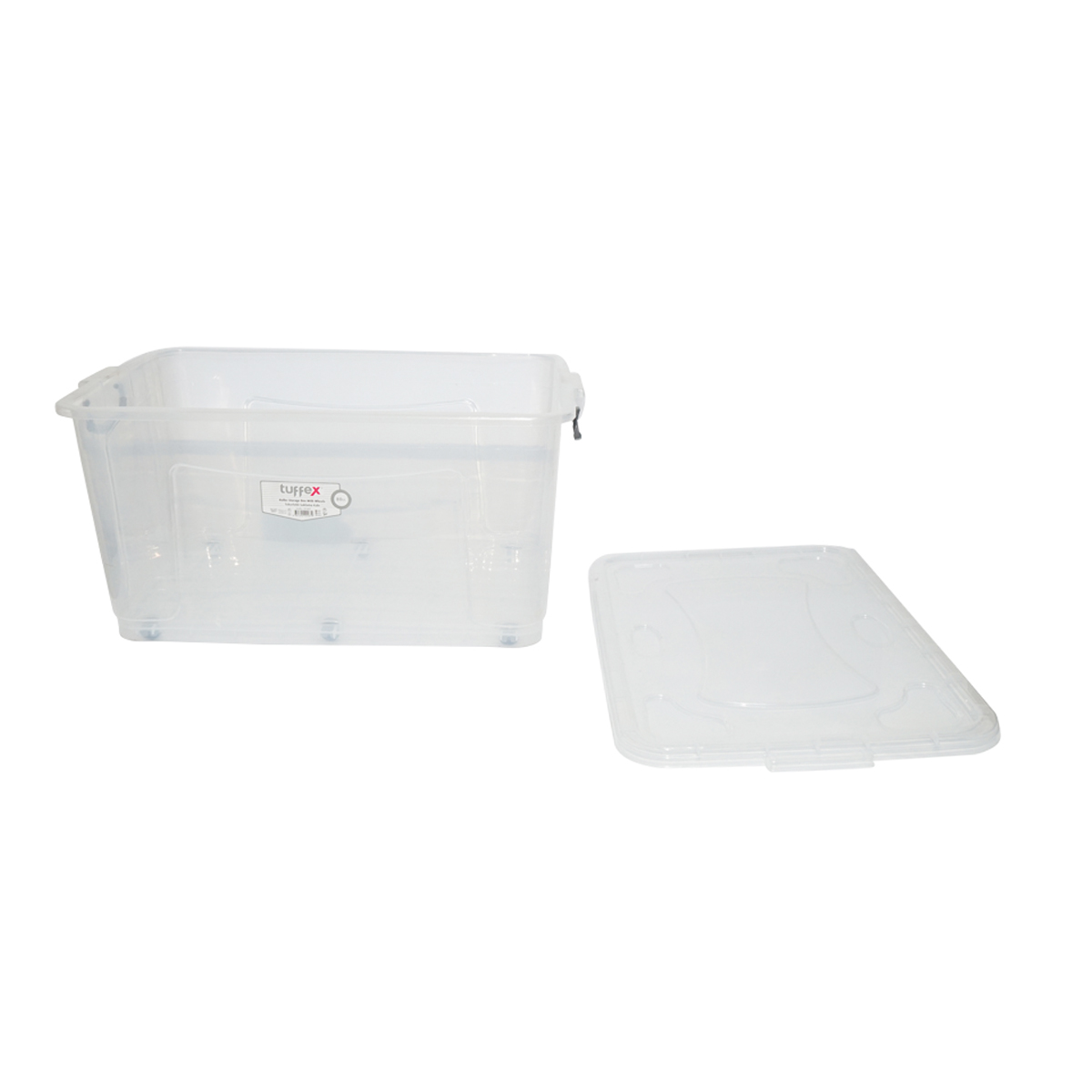 Cutie depozitare 80L cu capac si roti din plastic transparenta 725x470x360mm – imagine 4