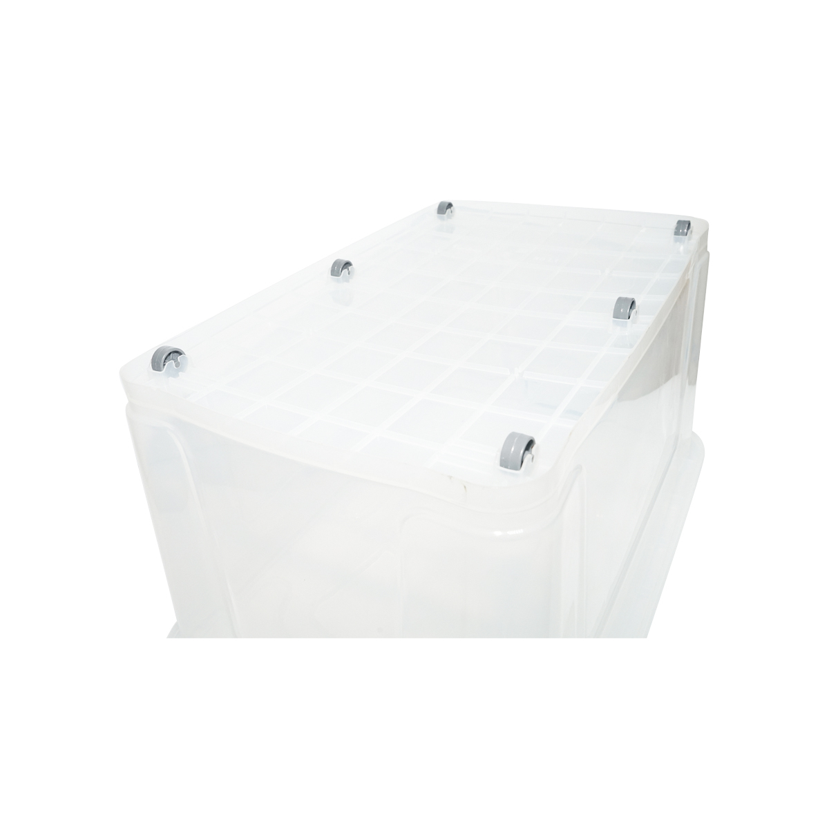 Cutie depozitare 80L cu capac si roti din plastic transparenta 725x470x360mm – imagine 5