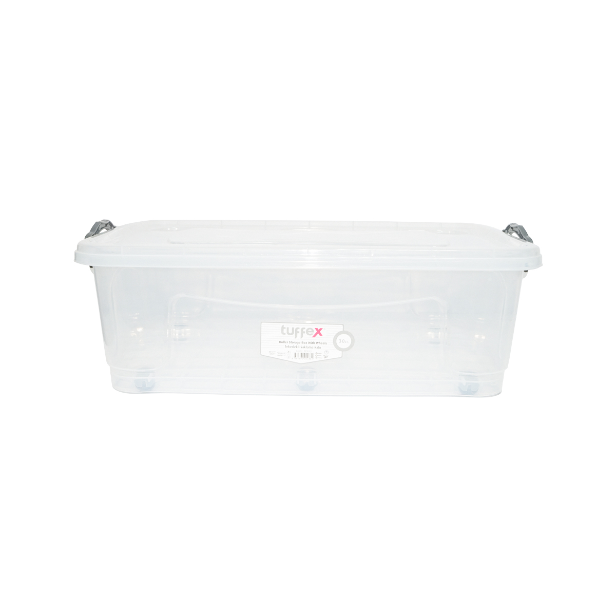 Cutie depozitare 30L cu capac si roti din plastic transparenta 630x400x200mm
