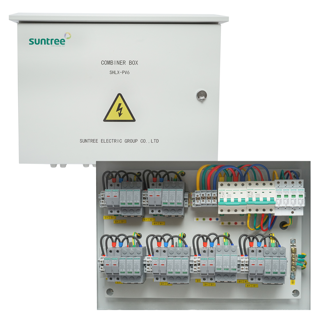 Tablou sigurante de protectie echipat 380V pentru sisteme fotovoltaice 20-30KW DC/AC cu 6 siruri/stringuri 63A, IP65