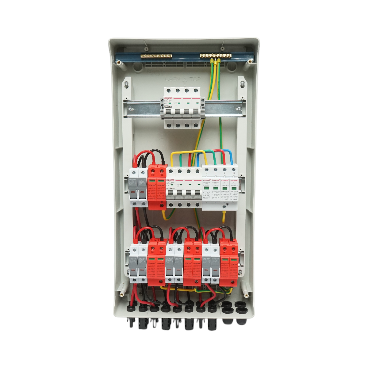Tablou sigurante de protectie echipat 380V pentru sisteme fotovoltaice 10-20KW DC/AC cu 4 siruri/stringuri – imagine 4