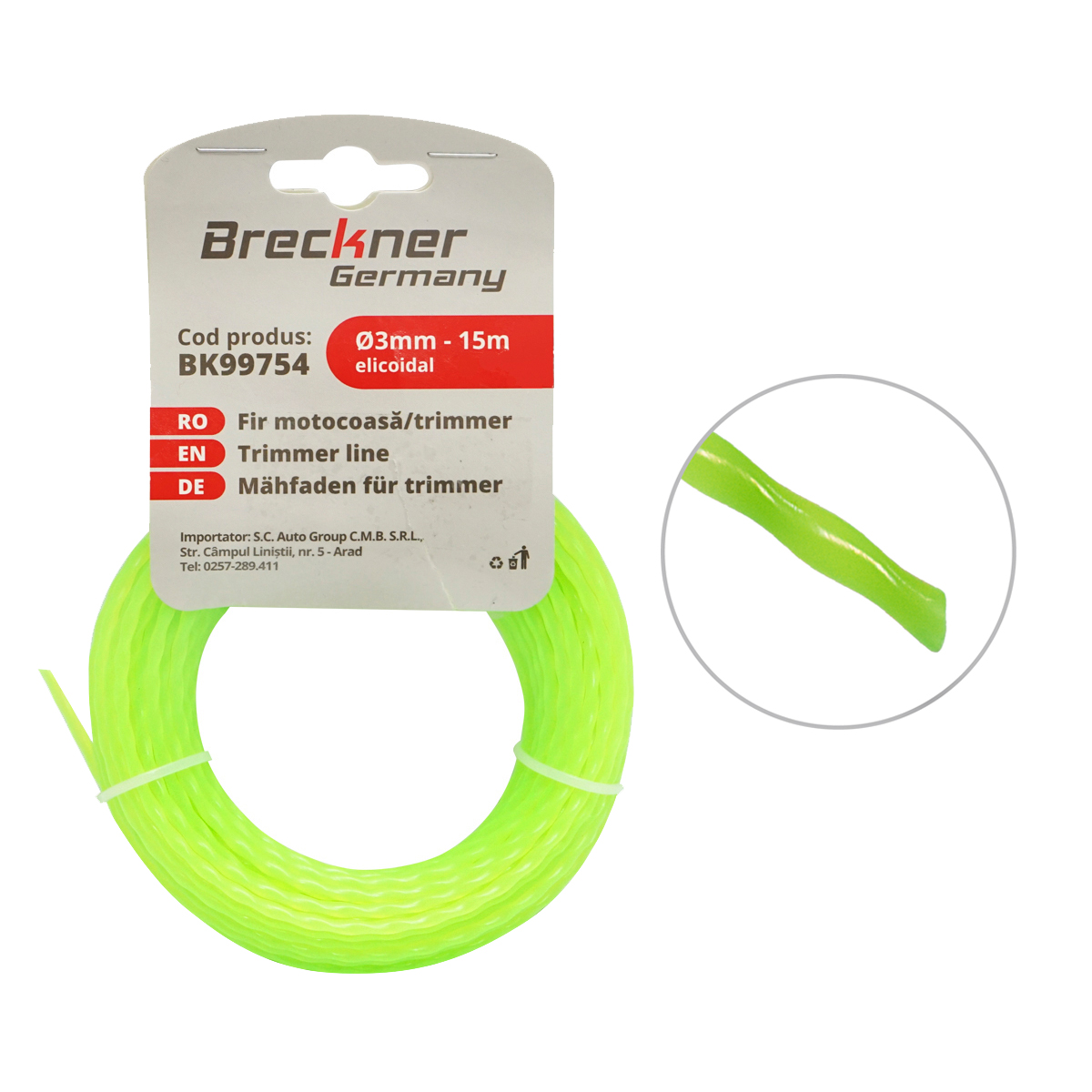 Fir elicoidal pentru motocoasa 3mm x 15m Breckner Germany
