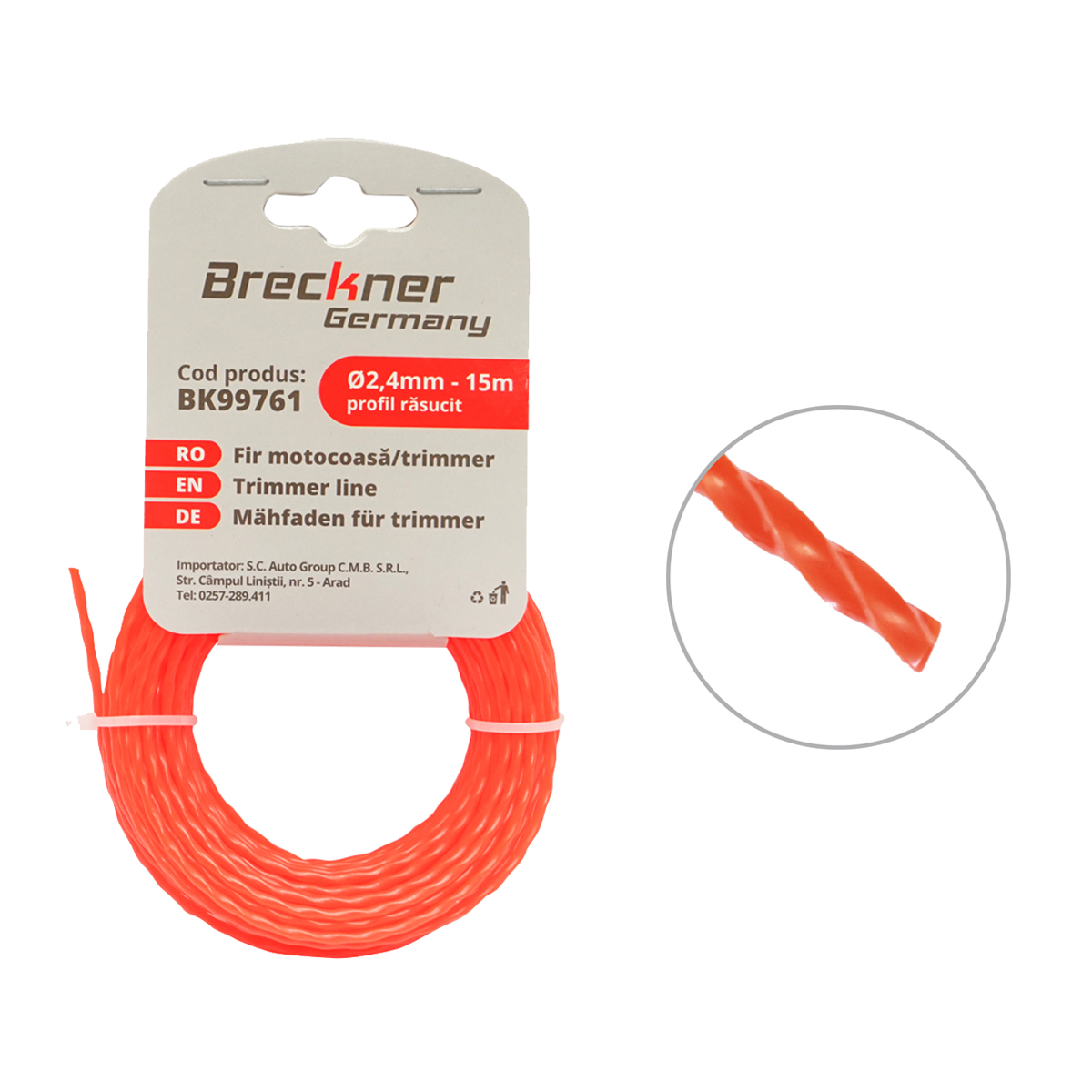 Fir rasucit pentru motocoasa 2.4mmx15m Breckner Germany