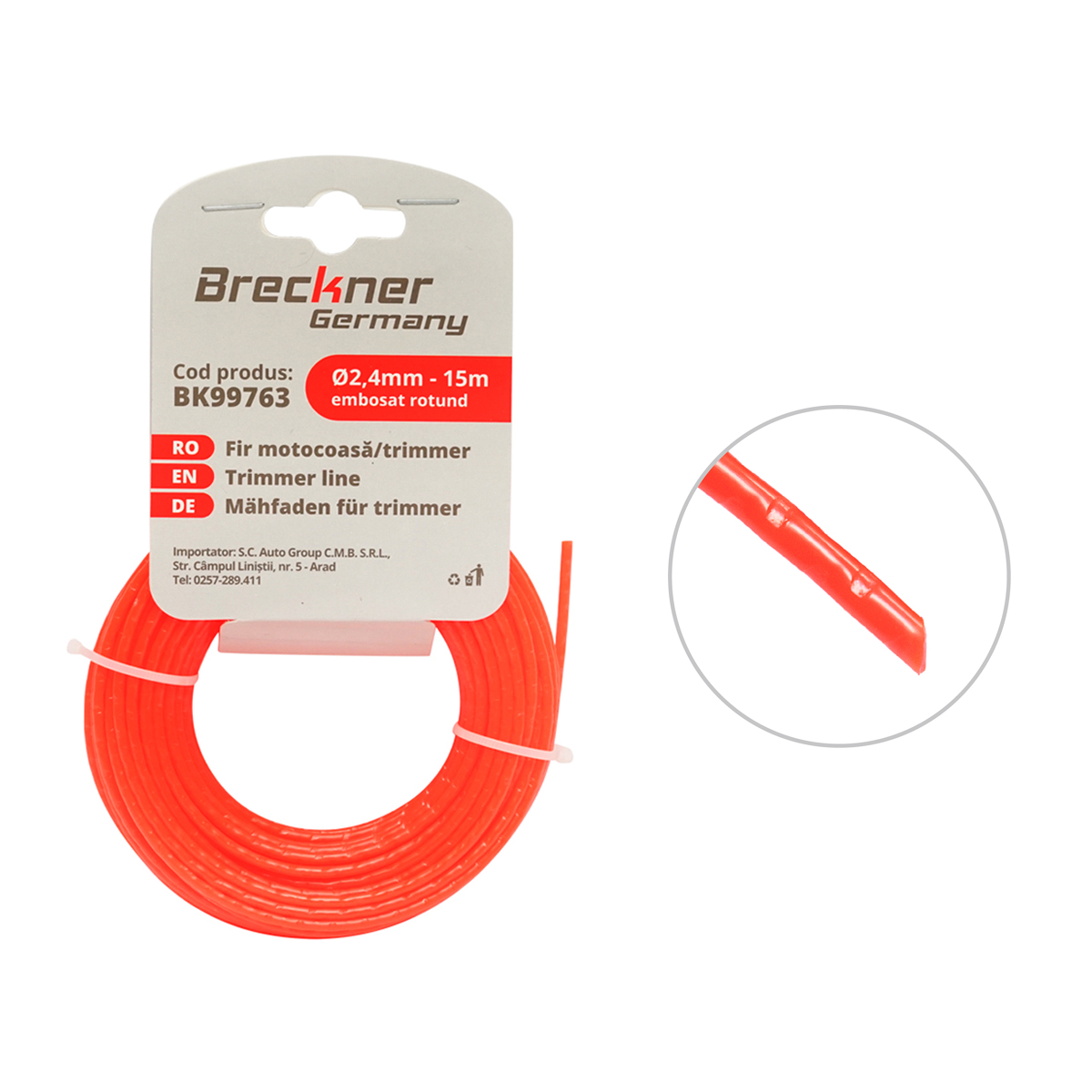 Fir rotund embosat pentru motocoasa 2.4mmx15m Breckner Germany