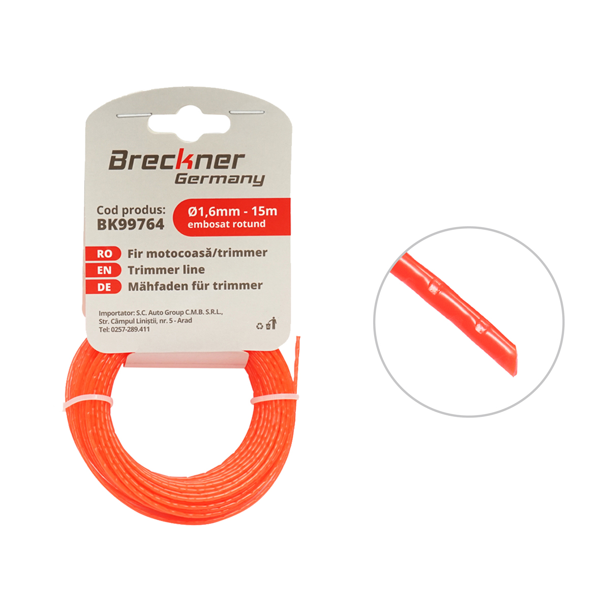 Fir rotund embosat pentru motocoasa 1.6mmx15m Breckner Germany