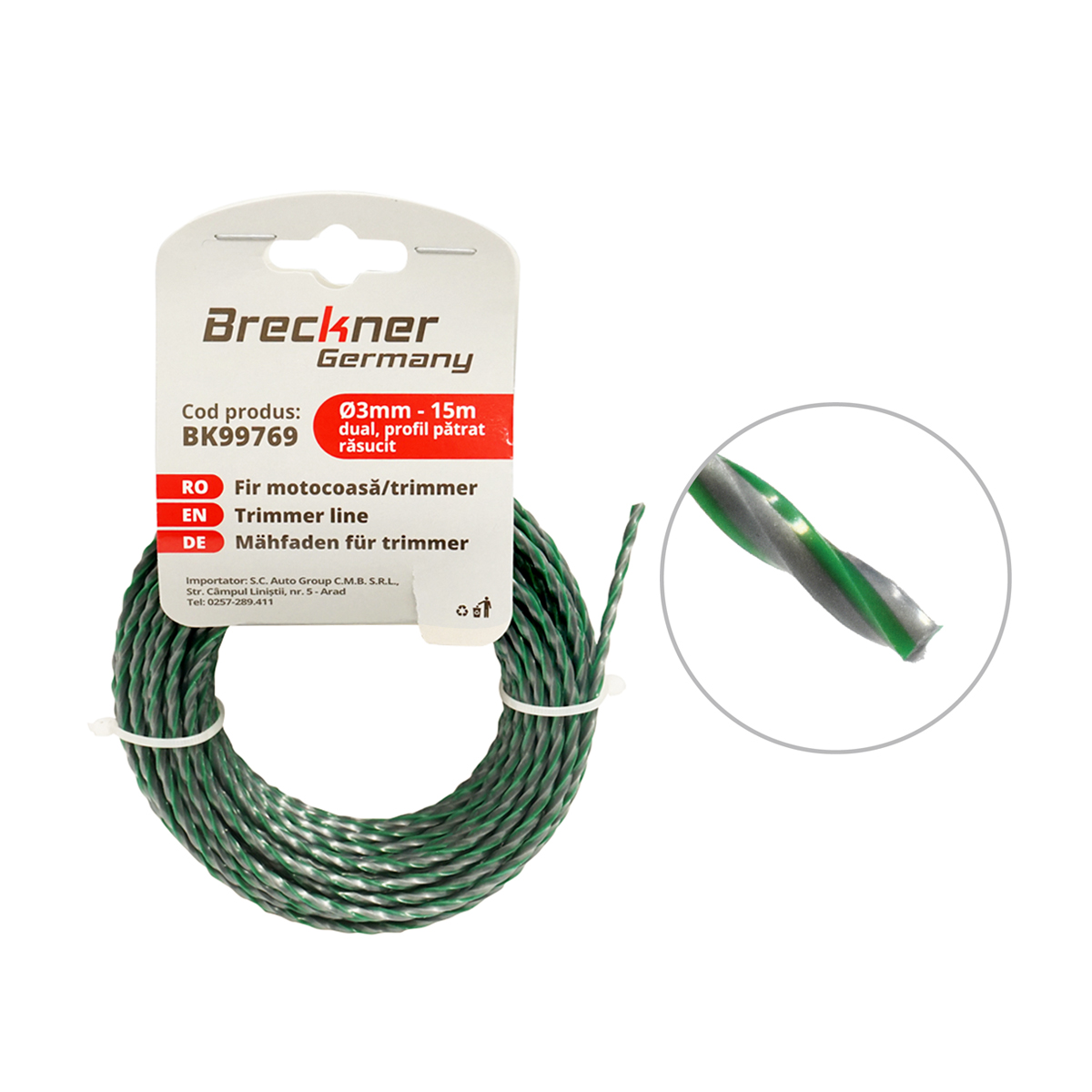 Fir patrat rasucit pentru motocoasa 3mmx15m Breckner Germany