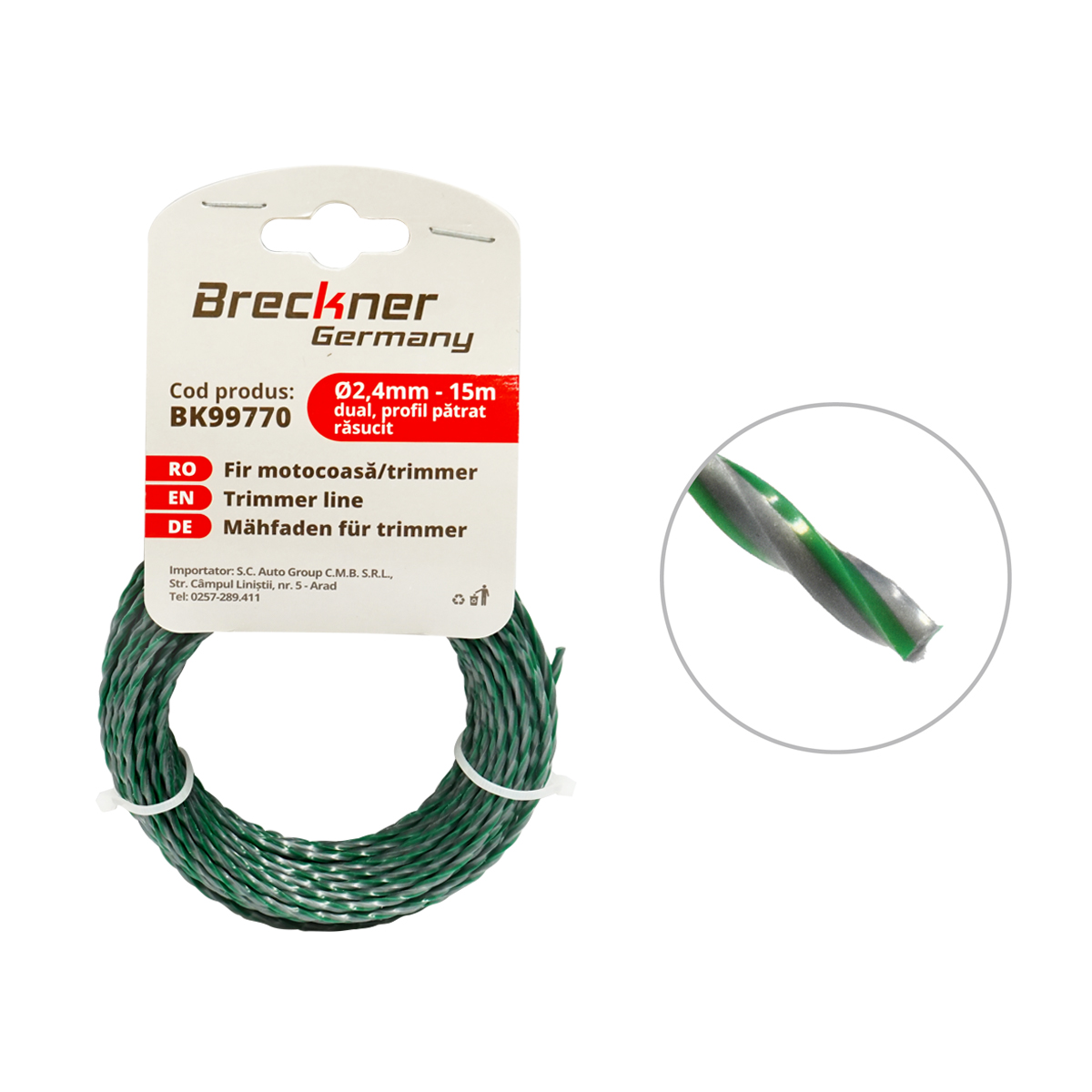 Fir patrat rasucit pentru motocoasa 2.4mmx15m Breckner Germany