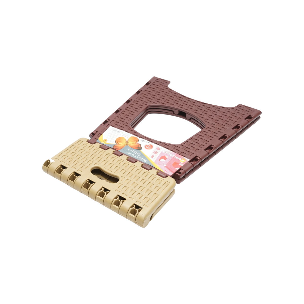 Scaun plastic crem-maro pliabil 286 x 325 x H360mm. – imagine 3