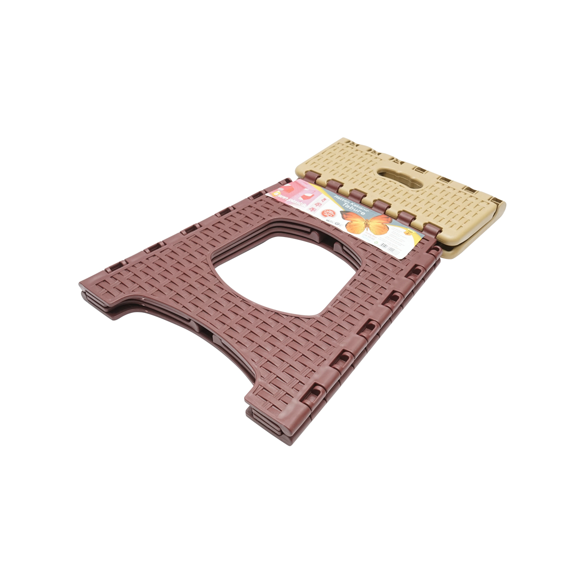 Scaun plastic crem-maro pliabil 286 x 325 x H360mm. – imagine 4