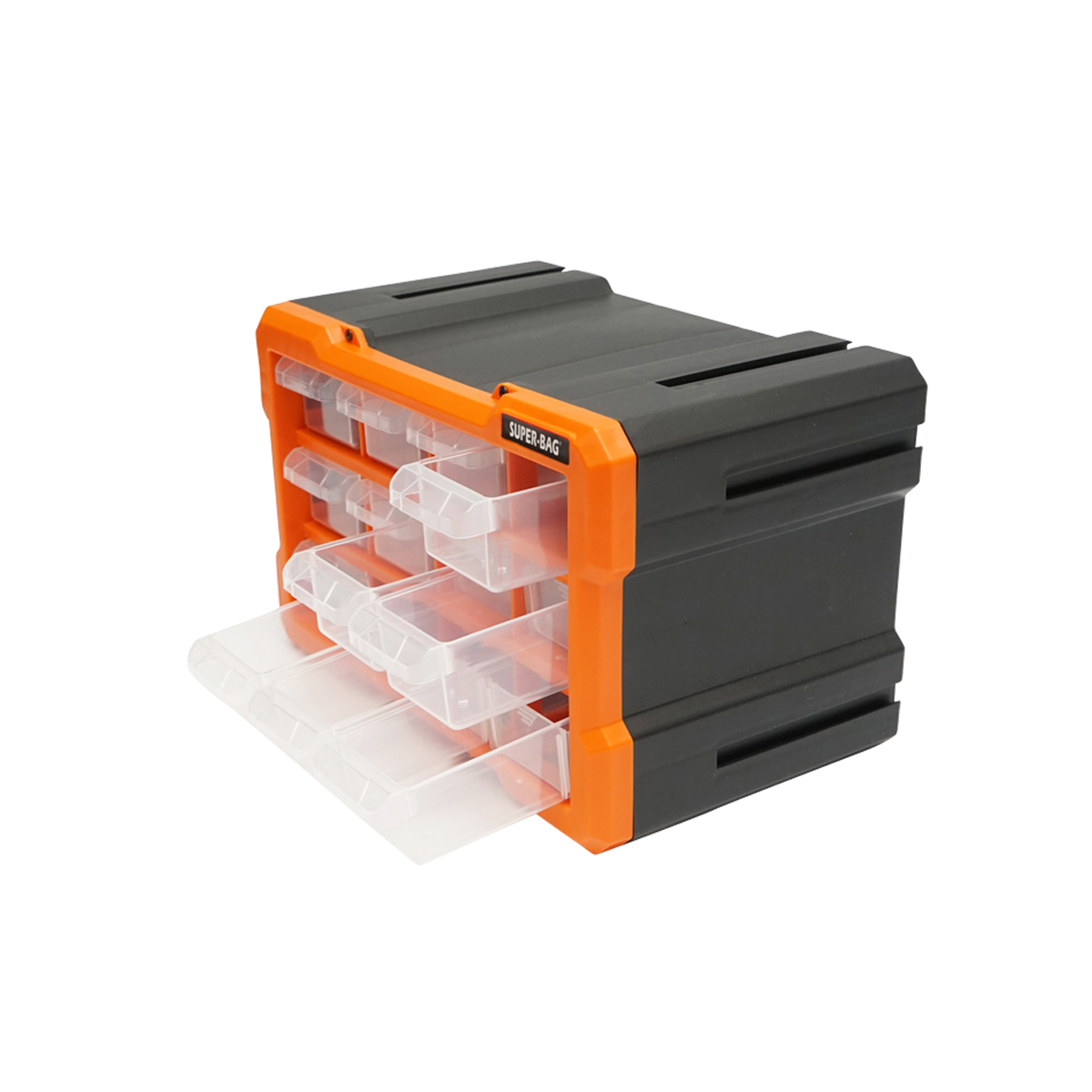 Cutie depozitare portocalie din plastic modulara, 12 sertare 158x266x170mm Breckner Germany – imagine 4