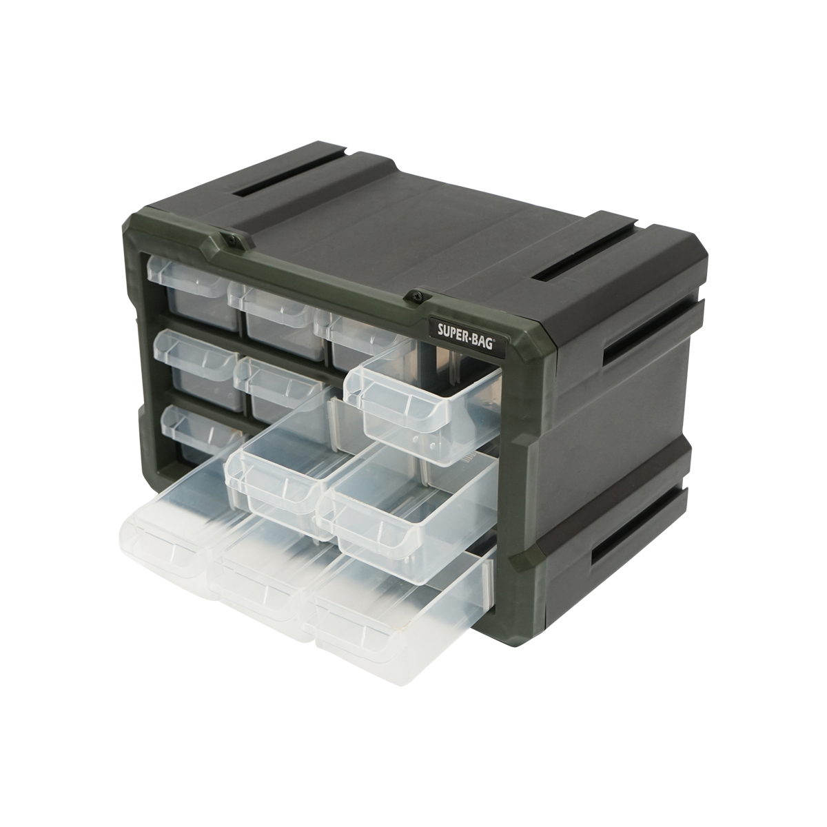 Cutie depozitare verde din plastic modulara, 12 sertare 158x266x170mm Breckner Germany – imagine 4