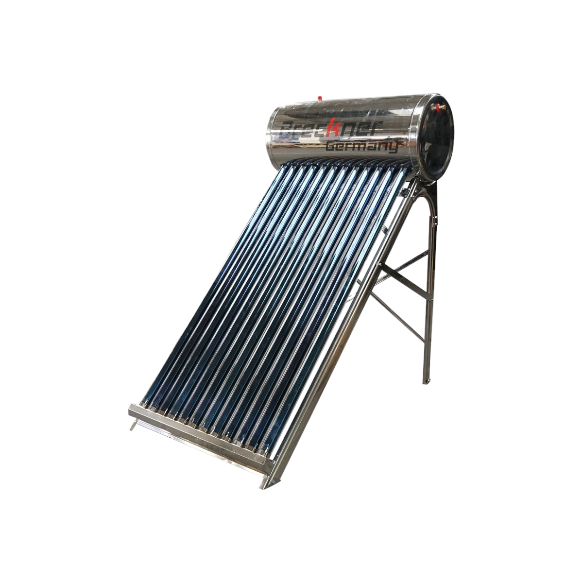 Panou solar nepresurizat inox cu 12 tuburi pentru apa calda, boiler 120L Breckner Germany