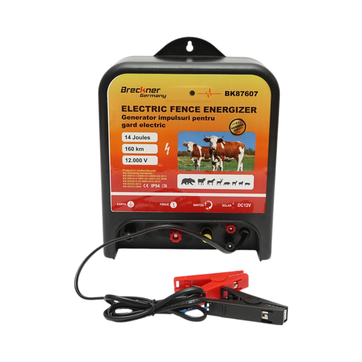 Aparat generator impulsuri 12V, 14 Joule, 160km pentru gard electric Breckner Germany