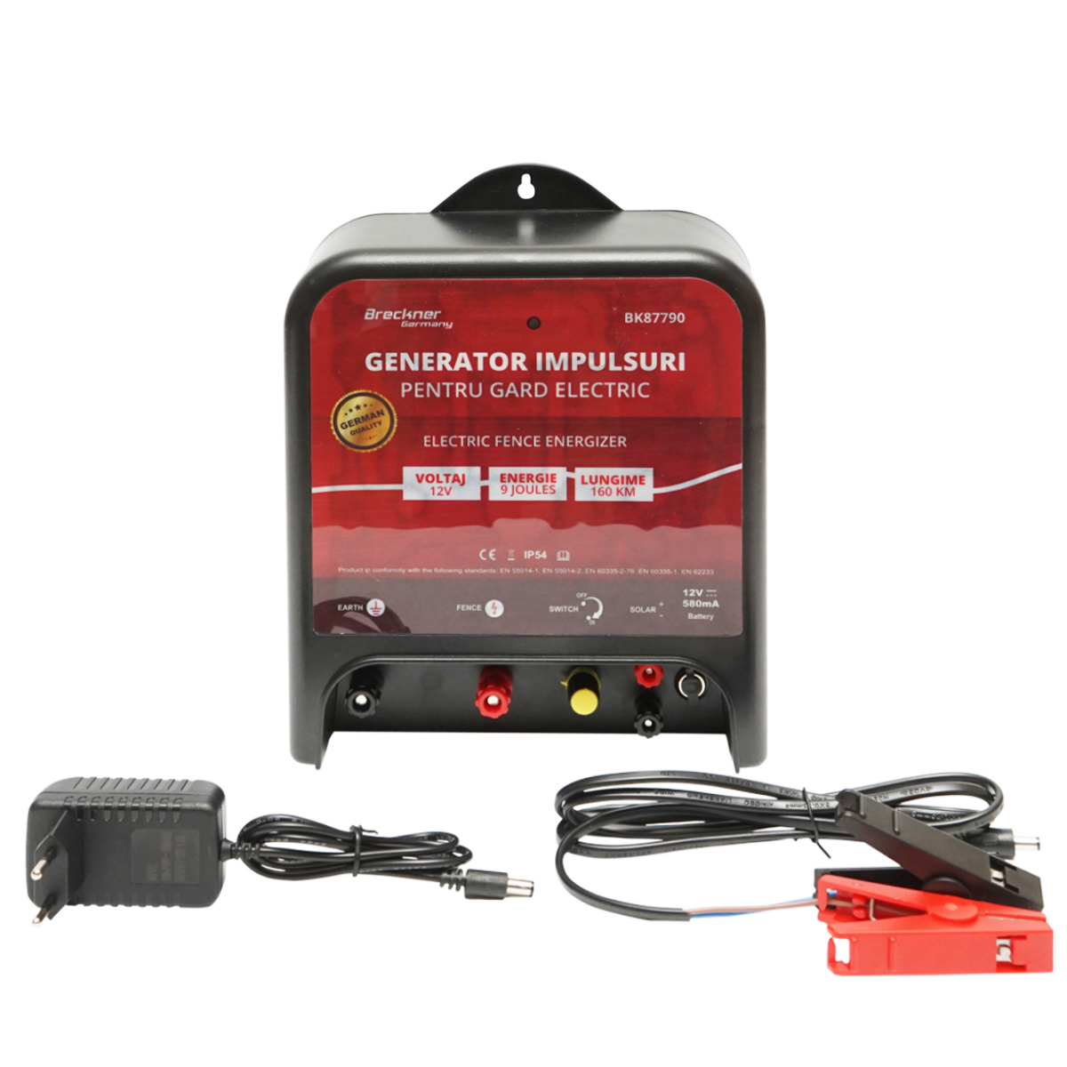 Aparat generator impulsuri DC 12/220V, 9 Joule, 160km pentru gard electric Breckner Germany