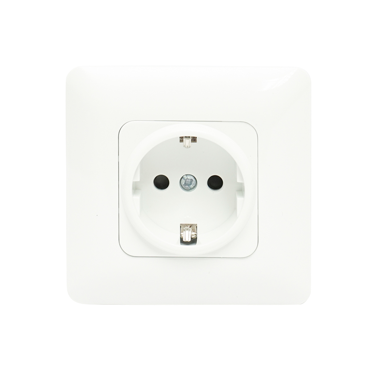Priza Schuko simpla cu impamantare alba ST 220V - 250V, 16A incastrat