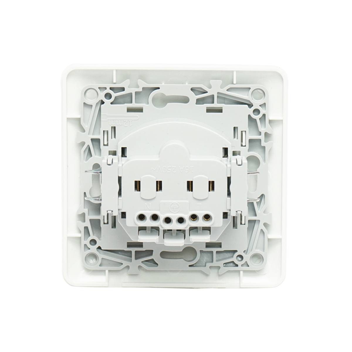 Priza Schuko simpla cu impamantare alba ST 220V - 250V, 16A incastrat – imagine 3