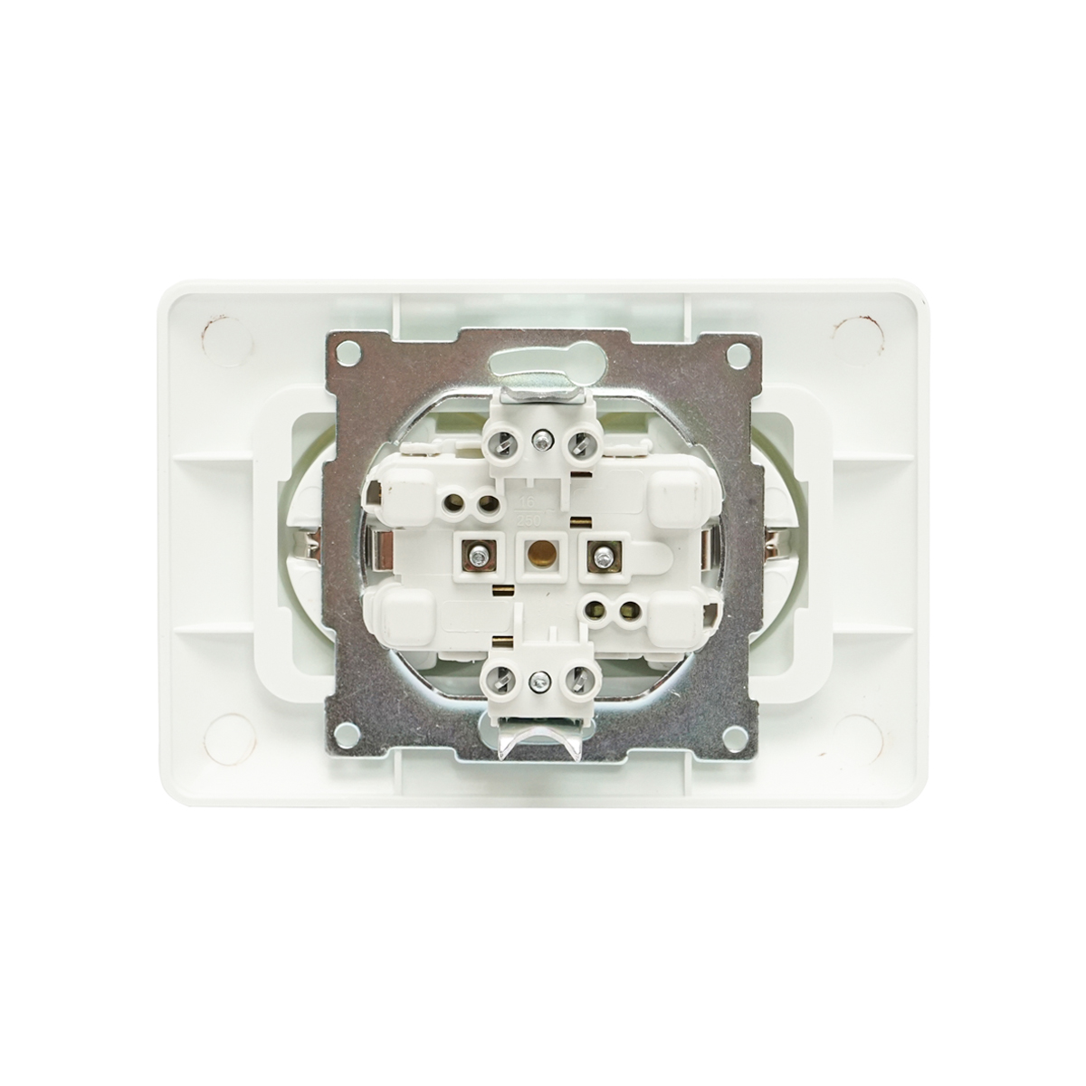 Priza Schuko dubla cu impamantare alba ST 220V - 250V, 16A incastrat – imagine 3