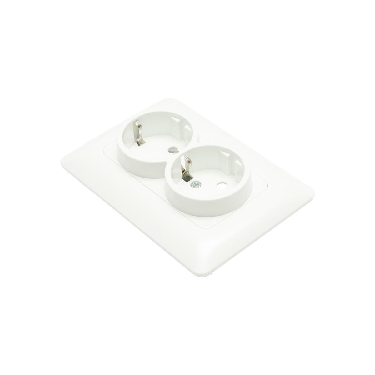 Priza Schuko dubla cu impamantare alba ST 220V - 250V, 16A incastrat – imagine 4